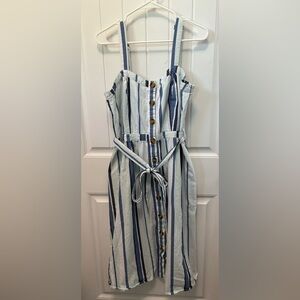 Harlow & Rose Striped Blue and White Button-Down SunDress. Size XL. NWOT.